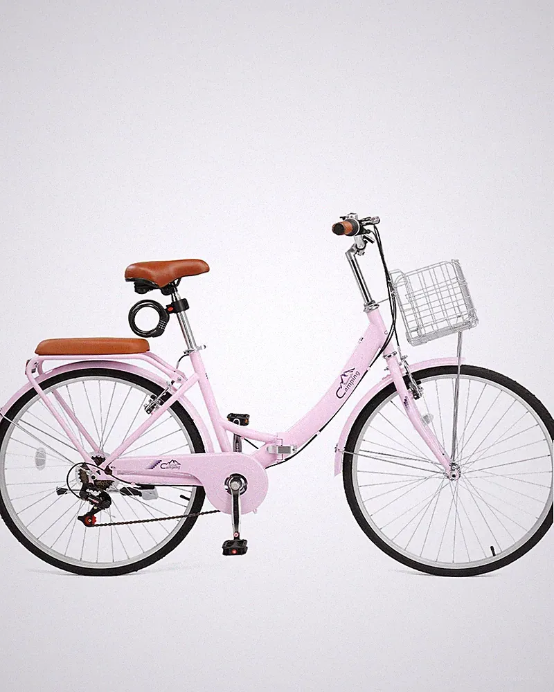 26 Inch Foldable Bike Folding Bicycle,7 Speed High-Carbon Steel Cruiser Bicycle
