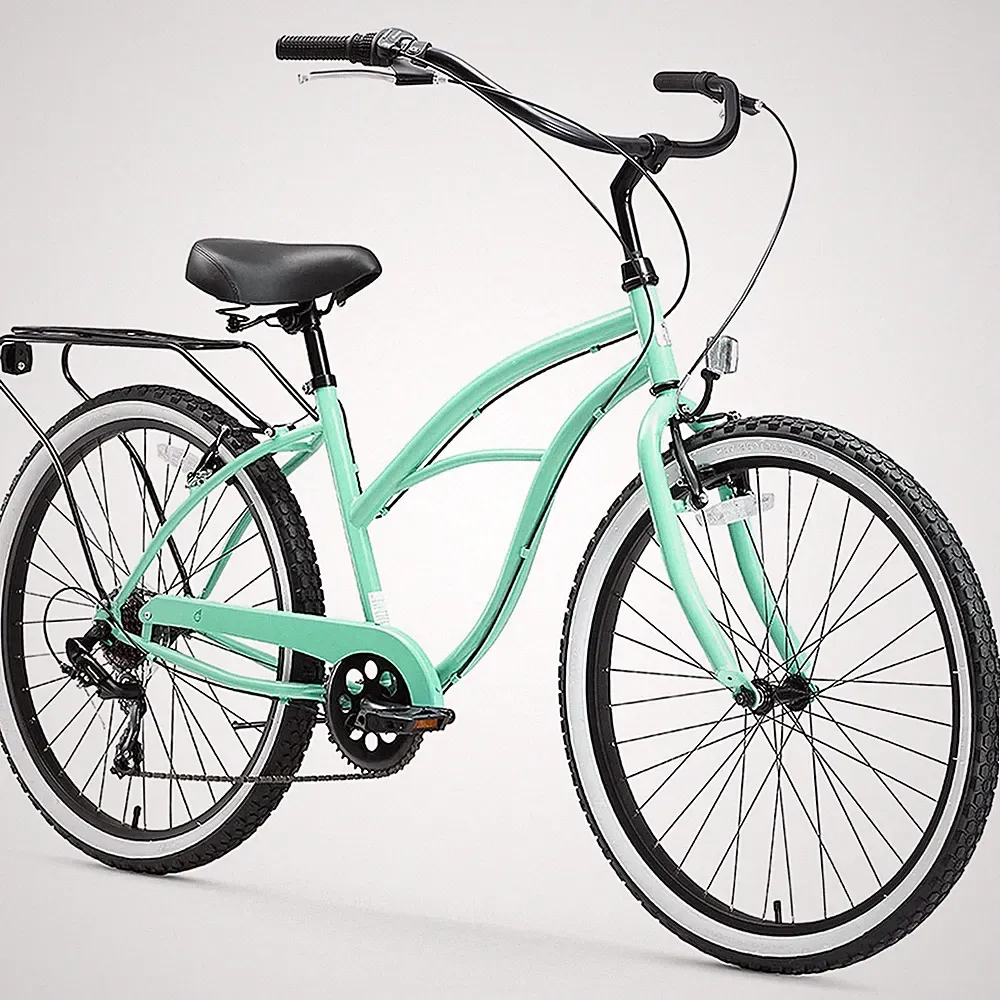 Beach Cruiser Bike 26 Women s Hybrid Bicycle Rear Rack Mint Green 630042 Around